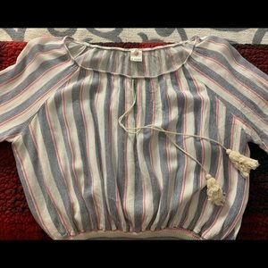 I JOAH: Cute Striped and Loose Crop Blouse